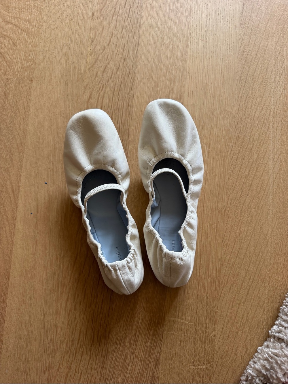 Reformation Buffy shoe Cream Elastic-Trim Ballet Flats